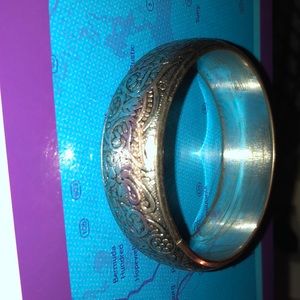 Silver thick bangle